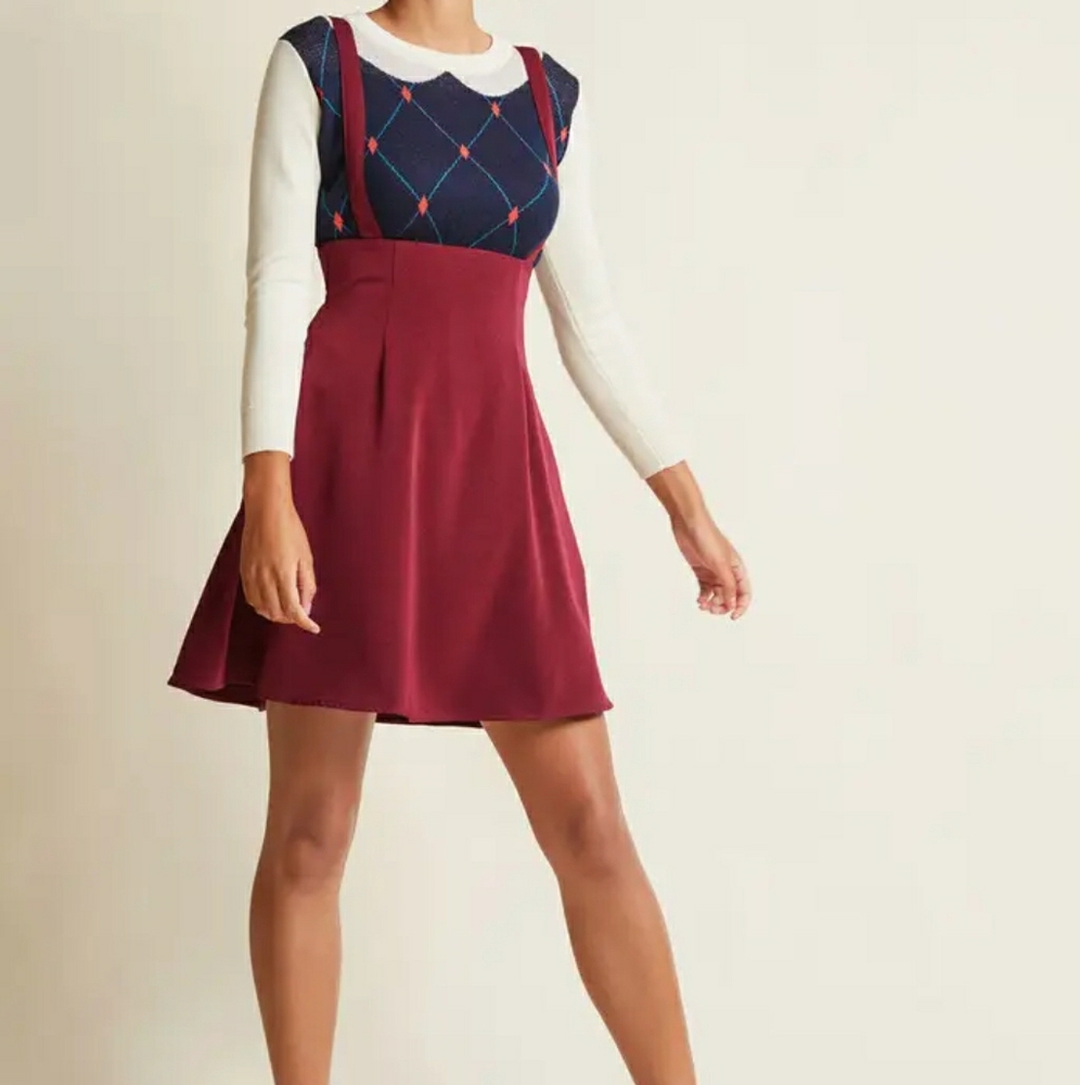 Modcloth NWT Overall Winner Jumper in Burgundy